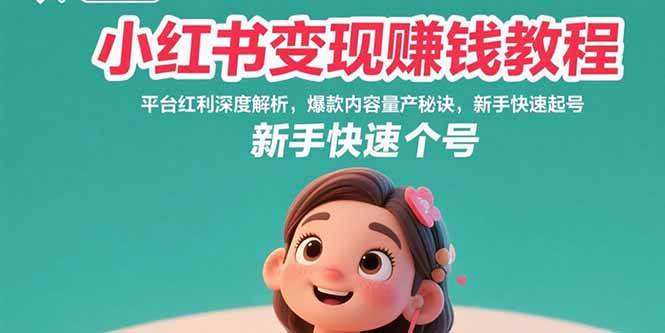 （15559期）小红书变现赚钱教程：平台红利深度解析，爆款内容量产秘诀，新手快速起号-优优云网创优优云网创资源站