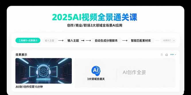 （15762期）2025AI视频全景通关课：涵盖创作/商业/职场3大领域 掌握AI全场景应用-优优云网创优优云网创资源站
