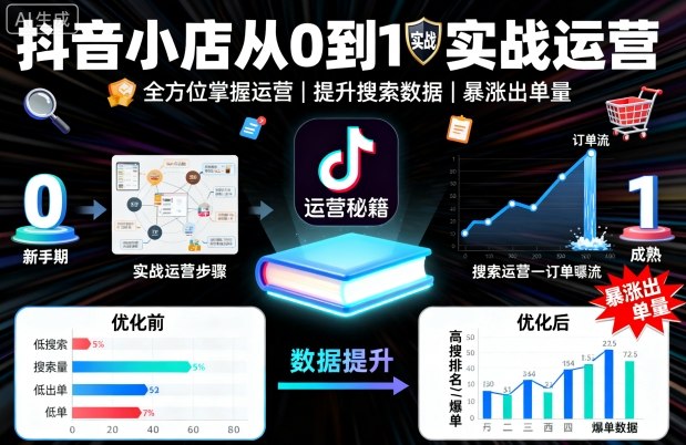 抖音小店从0到1实战运营，帮你全方位掌握小店运营，提升搜索数据与出单量-优优云网创优优云网创资源站