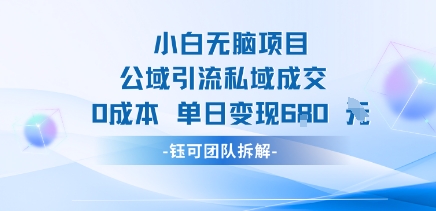 小白无脑项目公域引流私域成交0成本单日变现680米-优优云网创优优云网创资源站