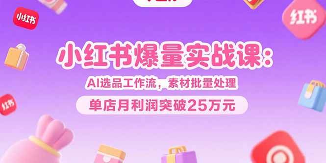 （15462期）小红书爆量实战课：AI选品工作流，素材批量处理，单店月利润突破25万元-优优云网创优优云网创资源站