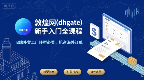 敦煌网(dhgate)新手入门全课程，B端外贸工厂转型必看，抢占海外订单-优优云网创优优云网创资源站
