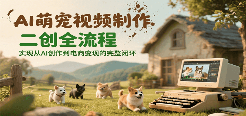 AI萌宠视频制作二创全流程，实现从AI创作到电商变现的完整闭环-优优云网创优优云网创资源站