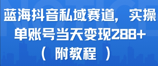 蓝海抖音私域赛道，实操单账号当天变现288+(附教程)-优优云网创优优云网创资源站
