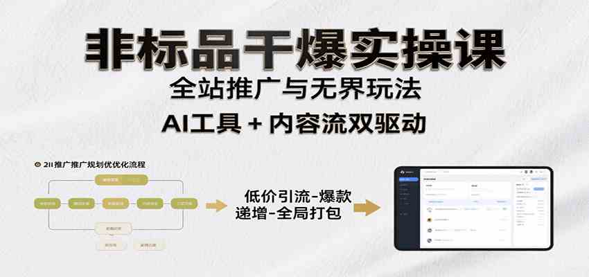 非标品干爆实操课：含多案例及操盘方法，从选品到推广、成交，助力打造爆款实现盈利-优优云网创优优云网创资源站