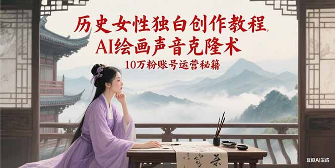 历史女性独白创作教程，AI绘画声音克隆术，10万粉账号运营秘籍-优优云网创优优云网创资源站