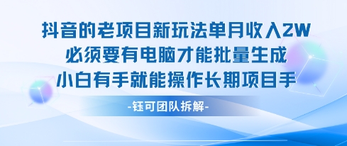 老项目新玩法单月收入2W小白有手就能操作长期项目-优优云网创优优云网创资源站
