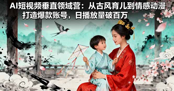 AI短视频垂直领域营：从古风育儿到情感动漫，打造爆款账号,日播放量破百万-优优云网创优优云网创资源站