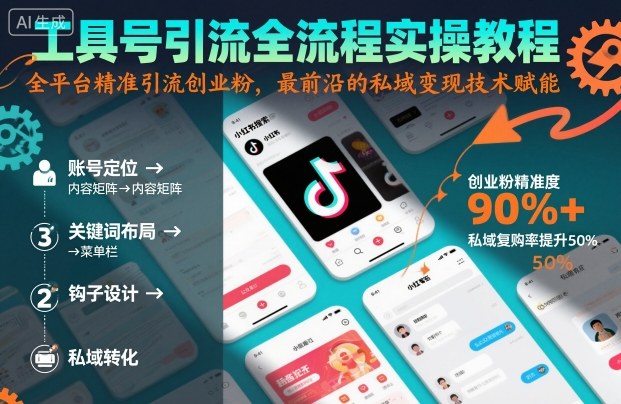 工具号引流全流程保姆级实操教程，全平台精准引流创业粉，最前沿的私域变现技术赋能-优优云网创