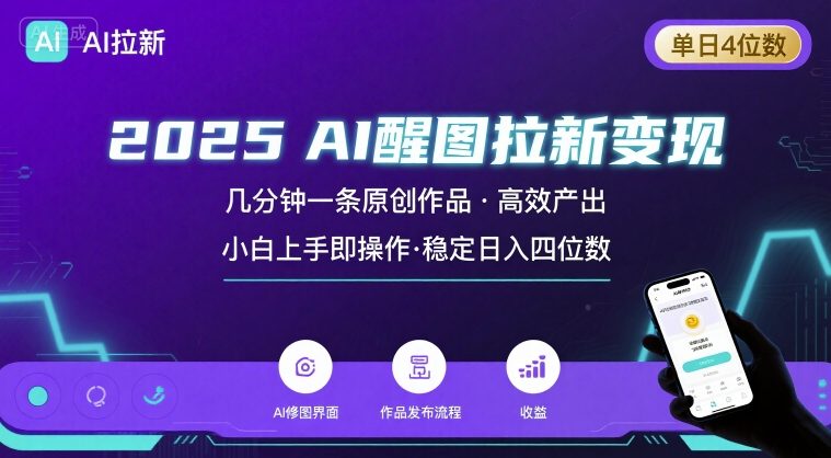 2025最强AI醒图拉新，几分钟一条原创作品，单日收入4位数，小白也能上手操作-优优云网创优优云网创资源站