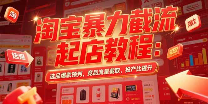 （15468期）淘宝暴力截流起店教程：选品爆款预判，竞品流量截取，投产比提升-优优云网创优优云网创资源站