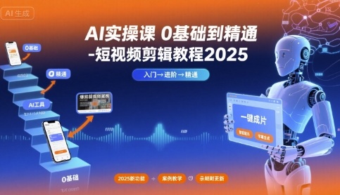 AI实操课0基础到精通-短视频剪辑教程2025-优优云网创优优云网创资源站