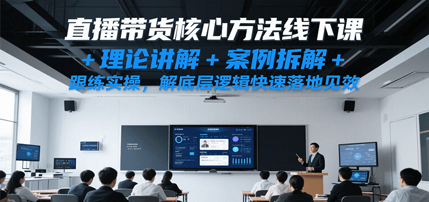 直播带货核心方法线下课，理论讲解+案例拆解+跟练实操，解底层逻辑快速落地见效-优优云网创优优云网创资源站