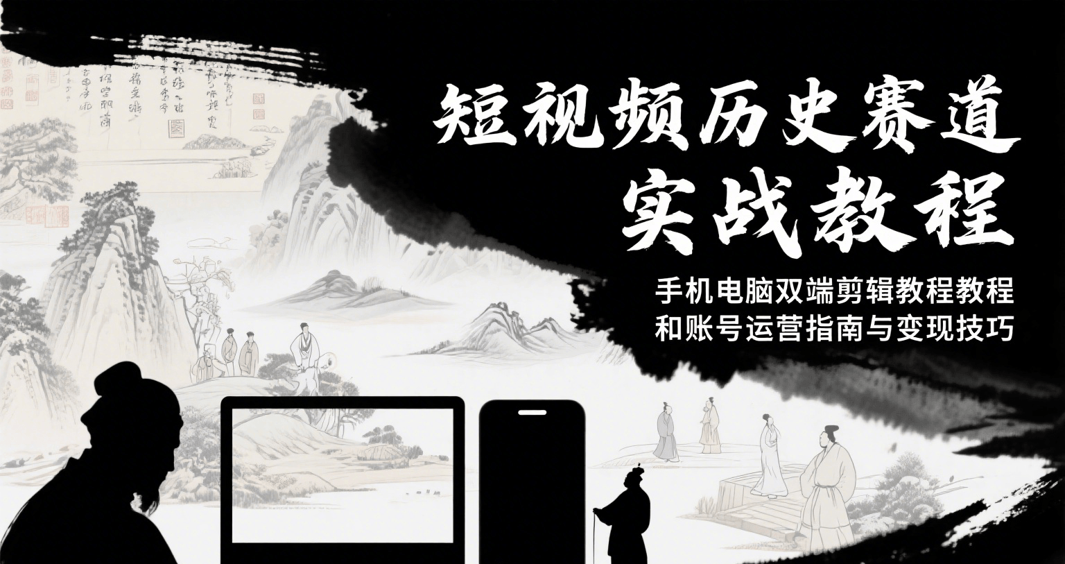 短视频历史赛道实战教程，手机电脑双端剪辑教程和账号运营指南与变现技巧-优优云网创优优云网创资源站