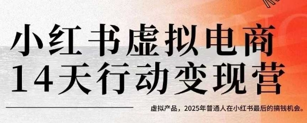 小红书虚拟电商14天变现训练营，虚拟产品，2025年普通人在小红书最后的搞钱机会-优优云网创优优云网创资源站