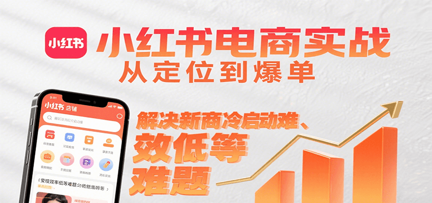 小红书电商实战，从定位到爆单解决新商冷启动难、变现效率低等难题-优优云网创优优云网创资源站