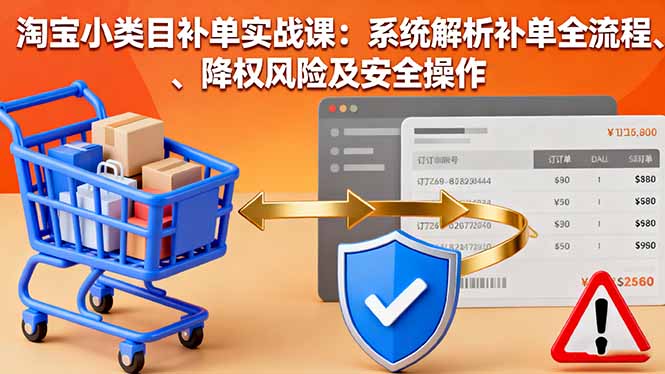 淘宝小类目补单实战课:系统解析补单全流程、降权风险及安全操作-优优云网创