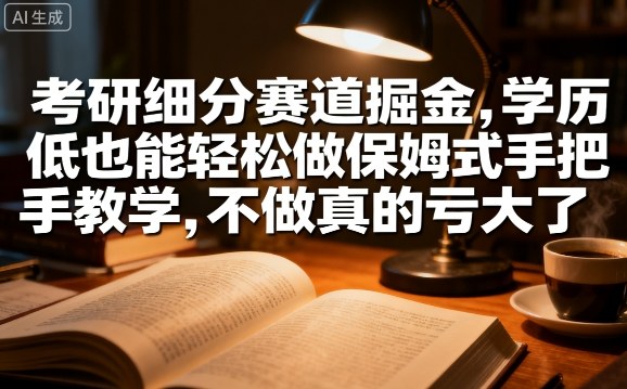 考研细分赛道掘金，日入1k+，学历低也能轻松做保姆式手把手教学，不做真的亏大了【揭秘】-优优云网创优优云网创资源站