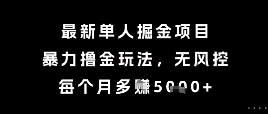 最新单人掘金项目，暴力撸金玩法，无风控，每个月多挣5k+【揭秘】-优优云网创优优云网创资源站