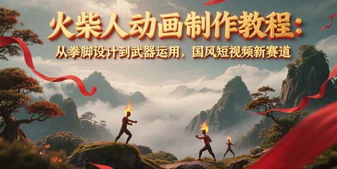 （15171期）火柴人动画制作教程：从拳脚设计到武器运用，国风短视频新赛道-优优云网创优优云网创资源站