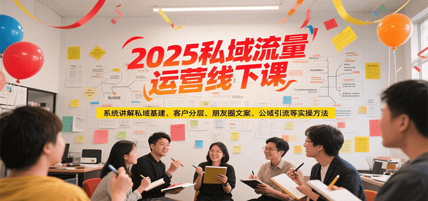 2025私域流量运营线下课，系统讲解私域基建/客户分层/朋友圈文案/公域引流等实操方法-优优云网创优优云网创资源站