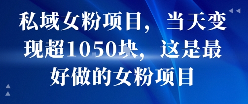 私域女粉项目，当天变现超1k，这是最好做的女粉项目，可放大操作-优优云网创优优云网创资源站