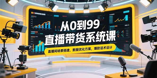 （15362期）从0到99直播带货系统课，直播间场景搭建，数据优化方案，爆款话术设计-优优云网创优优云网创资源站