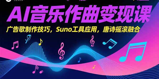 （15370期）AI音乐作曲变现课，广告歌制作技巧，Suno工具应用，唐诗摇滚融合-优优云网创优优云网创资源站