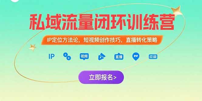 （15396期）私域流量闭环训练营：IP定位方法论，短视频创作技巧，直播转化策略-优优云网创优优云网创资源站