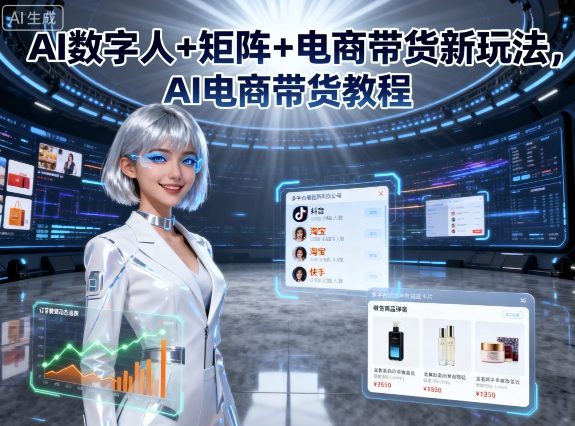 AI数字人+矩阵+电商带货新玩法，AI电商带货教程-优优云网创优优云网创资源站