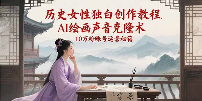 （15186期）历史女性独白创作教程，AI绘画声音克隆术，10万粉账号运营秘籍-优优云网创优优云网创资源站
