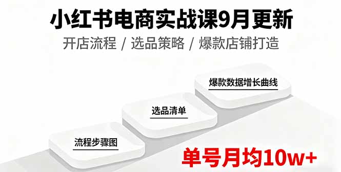 小红书电商实战课9月更新，开店流程/选品策略/爆款店铺打造，单号月均10w+-优优云网创优优云网创资源站