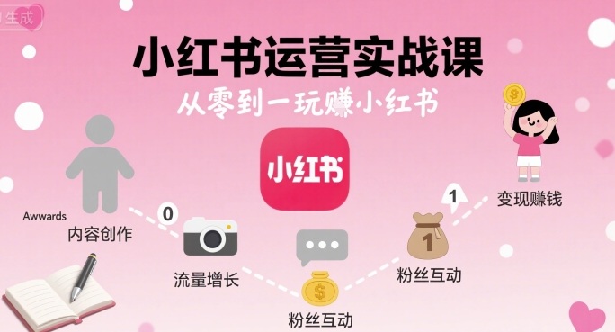 小红书运营实战课，从零到一玩賺小红书-优优云网创优优云网创资源站