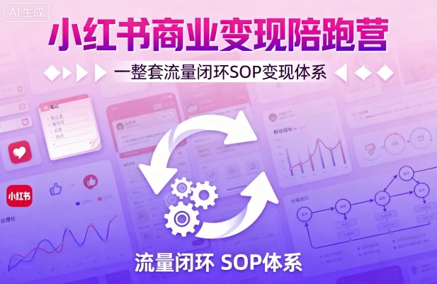 小红书商业变现陪跑营，轻IP矩阵 私域获客 聚光投流，一整套流量闭环SOP变现体系-优优云网创优优云网创资源站