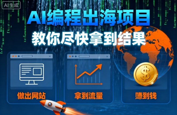 AI编程出海项目，教你尽快拿到结果-做出网站、拿到流量、賺到钱-优优云网创优优云网创资源站