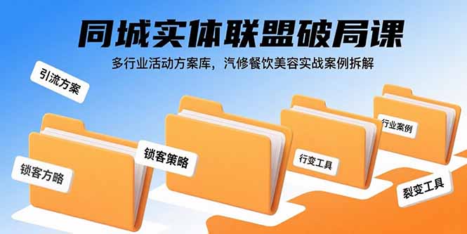 同城实体联盟破局课，多行业活动方案库，汽修餐饮美容实战案例拆解-优优云网创优优云网创资源站