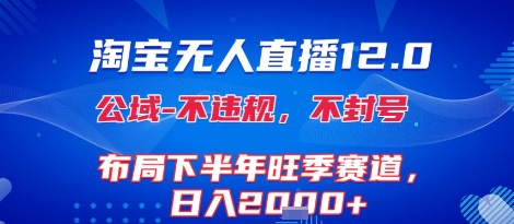 淘宝无人直播12.0，不封号，不违规，布局下半年旺季赛道，日入1k+(独家技术)【揭秘】-优优云网创优优云网创资源站