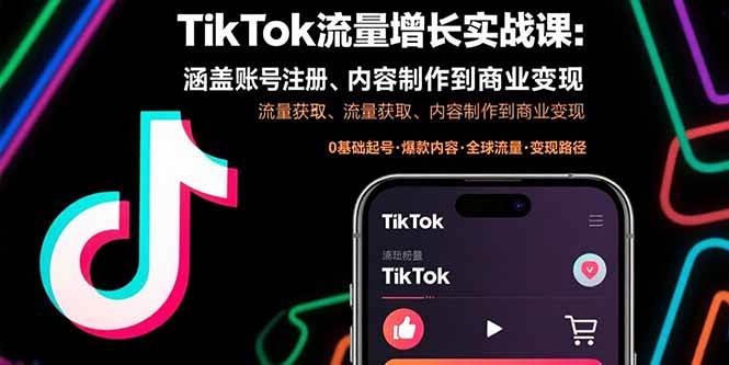 （15791期）TikTok流量增长实战课：涵盖账号注册、流量获取、内容制作到商业变现-优优云网创优优云网创资源站