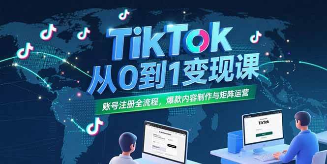 （15346期）TikTok从0到1变现课，账号注册全流程，爆款内容制作与矩阵运营-优优云网创优优云网创资源站