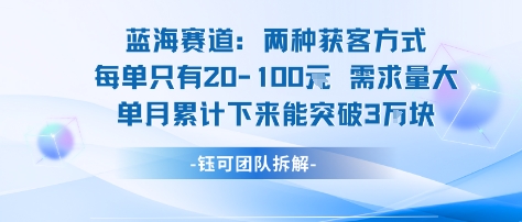 蓝海赛道：需求量大 单月累计下来能突破3W-优优云网创优优云网创资源站