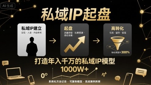 私域IP起盘，私域ip建立、起盘、高转化，打造年入千万的私域ip模型-优优云网创优优云网创资源站