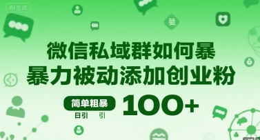 微信私域群如何暴力被动添加创业粉，简单粗暴，日引100+-优优云网创优优云网创资源站