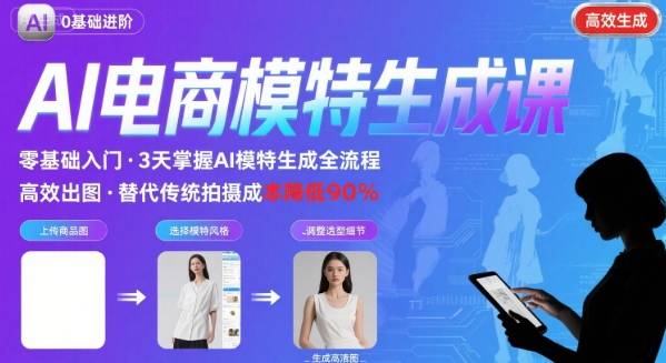 AI模特进阶课程，0基础高效生成逼真电商模特图-优优云网创优优云网创资源站