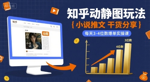 小说推文干货分享之知乎动静图玩法，每天3-4位数爆单实操课-优优云网创优优云网创资源站