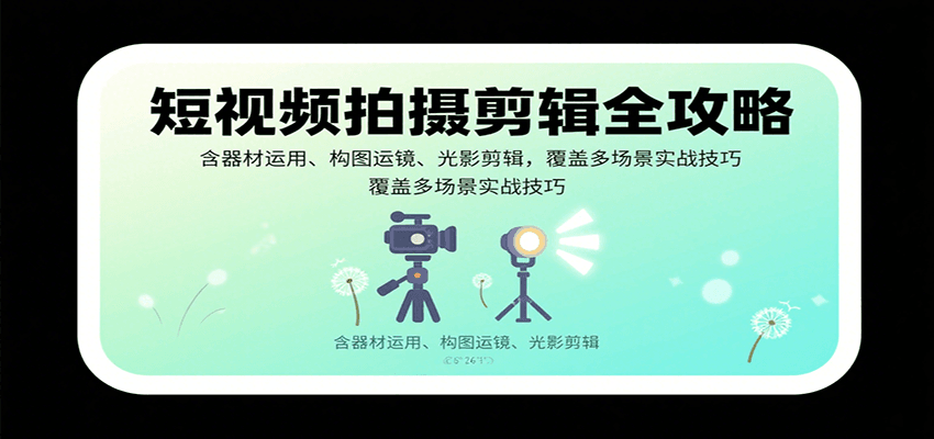 短视频拍摄剪辑全攻略：含器材运用、构图运镜、光影剪辑，覆盖多场景实战技巧-优优云网创优优云网创资源站