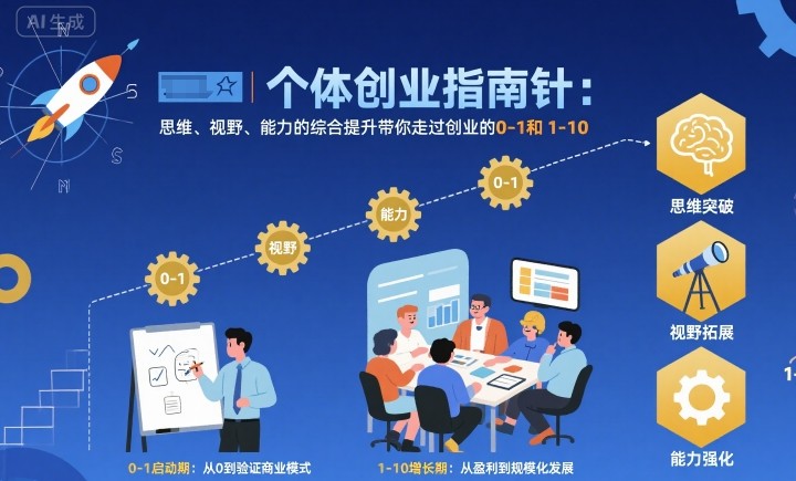 个体创业指南针，思维、视野、能力的综合提升带你走过创业的0-1和1-10【音频】-优优云网创优优云网创资源站