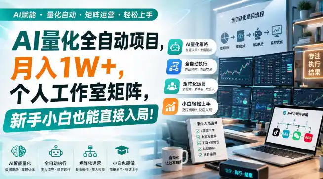 AI黄金量化玩法，新手低成本入局的最佳跳板，月收益轻松万元！- 0成本轻资产创业 | 虚拟项目 | 一人公司落地平台|清创生财清风筹谋网赚库
