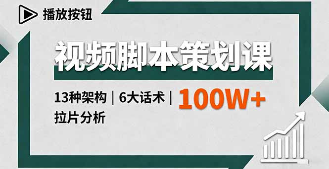 视频脚本策划课，13种架构、6大话术、拉片分析，单条播放百万+-优优云网创优优云网创资源站