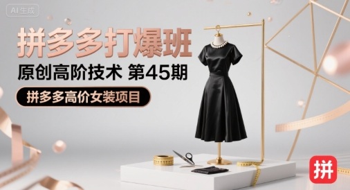 拼多多打爆班原创高阶技术第45期，拼多多高价女装项目-优优云网创优优云网创资源站