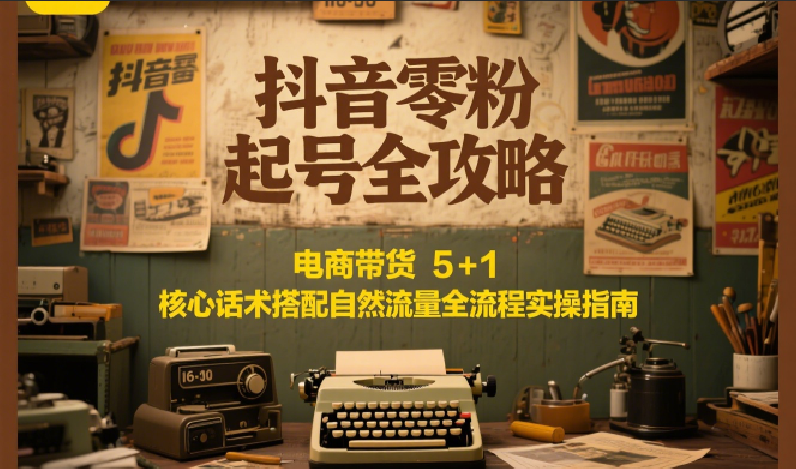 抖音零粉起号全攻略：电商带货 5+1 核心话术搭配自然流量全流程实操指南-优优云网创优优云网创资源站